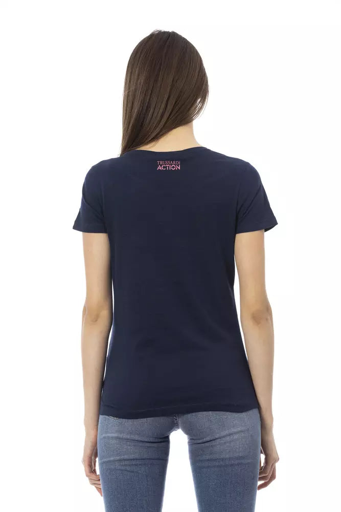 Blue Cotton Women Top Trussardi Action