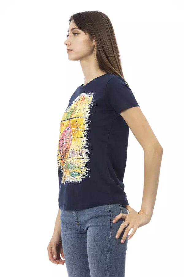 Chic Blue Short Sleeve Round Neck Tee Trussardi Action