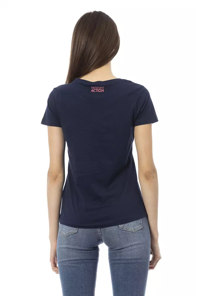 Chic Blue Short Sleeve Round Neck Tee Trussardi Action