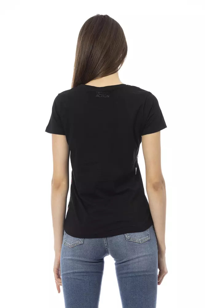 Chic Black Short Sleeve Round Neck Tee Trussardi Action