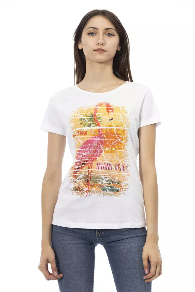 Chic White Tee with Graphic Flair Trussardi Action