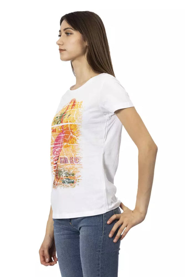 Chic White Tee with Graphic Flair Trussardi Action