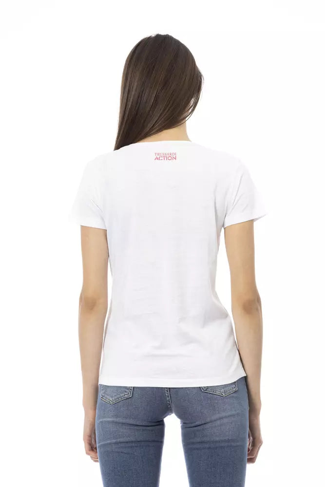 Chic White Tee with Graphic Flair Trussardi Action