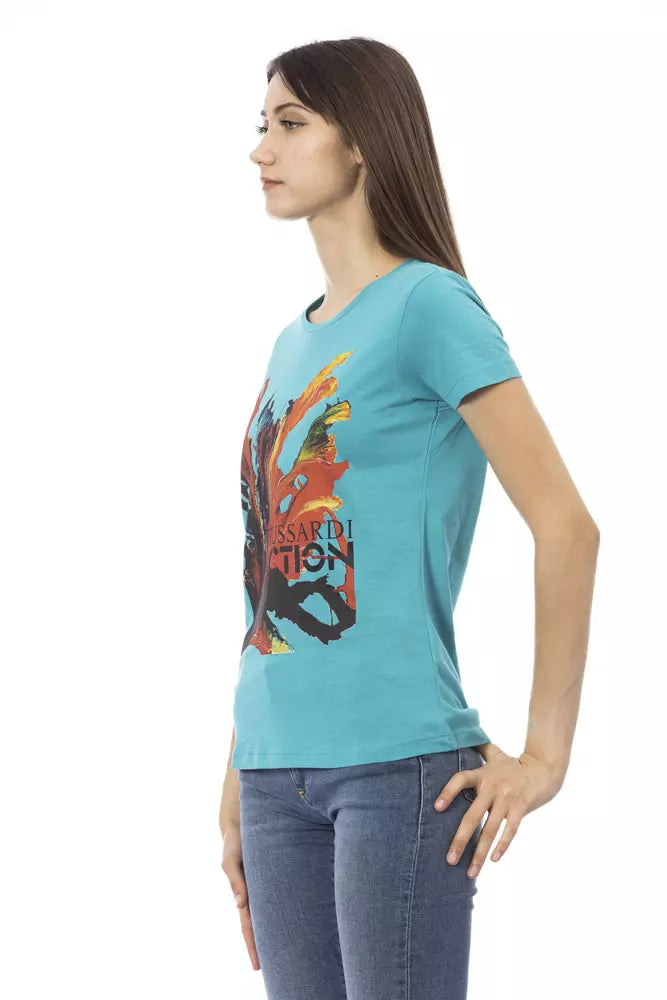 Light Blue Cotton Women Top Trussardi Action