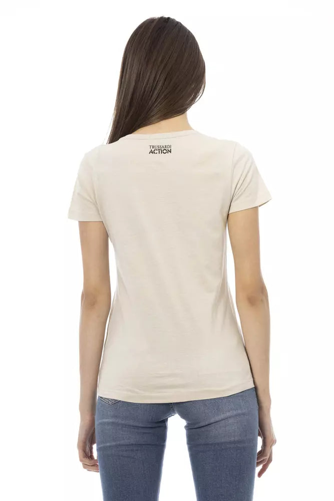 Beige Cotton Women T-Shirt Trussardi Action