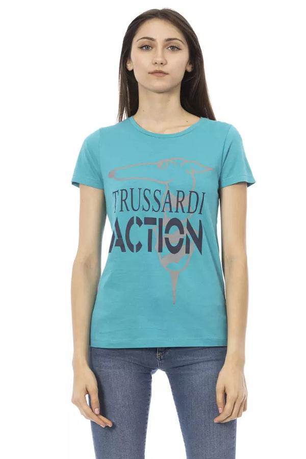 Light Blue Cotton Women Top Trussardi Action