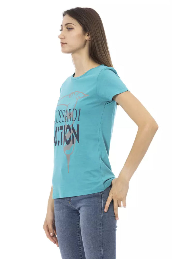 Light Blue Cotton Women Top Trussardi Action