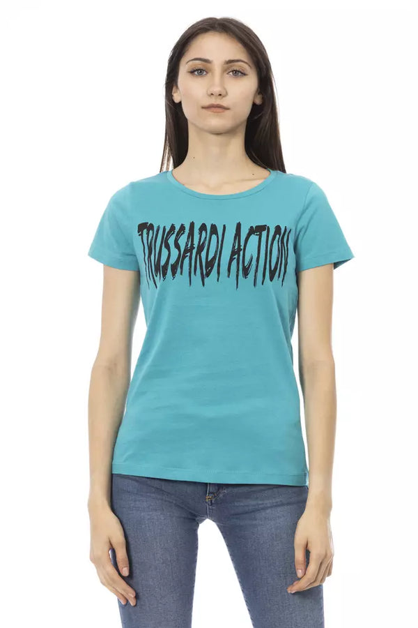 Light Blue Cotton Women Top Trussardi Action