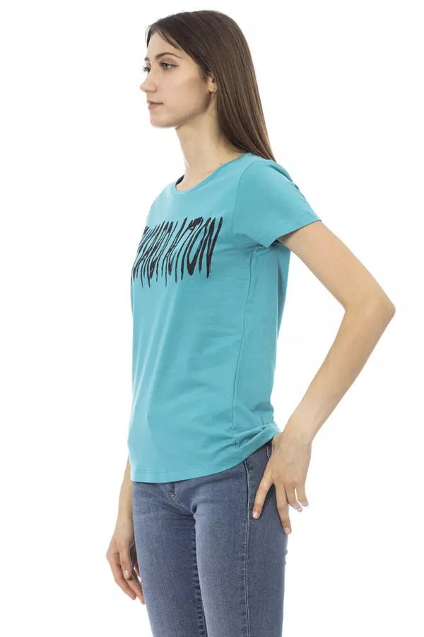 Light Blue Cotton Women Top Trussardi Action