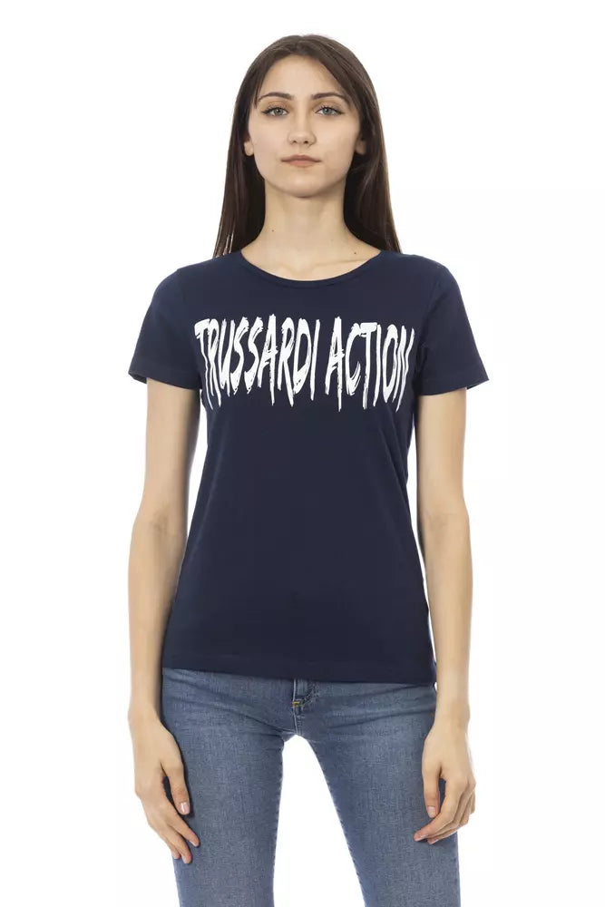 Blue Cotton Women T-Shirt Trussardi Action