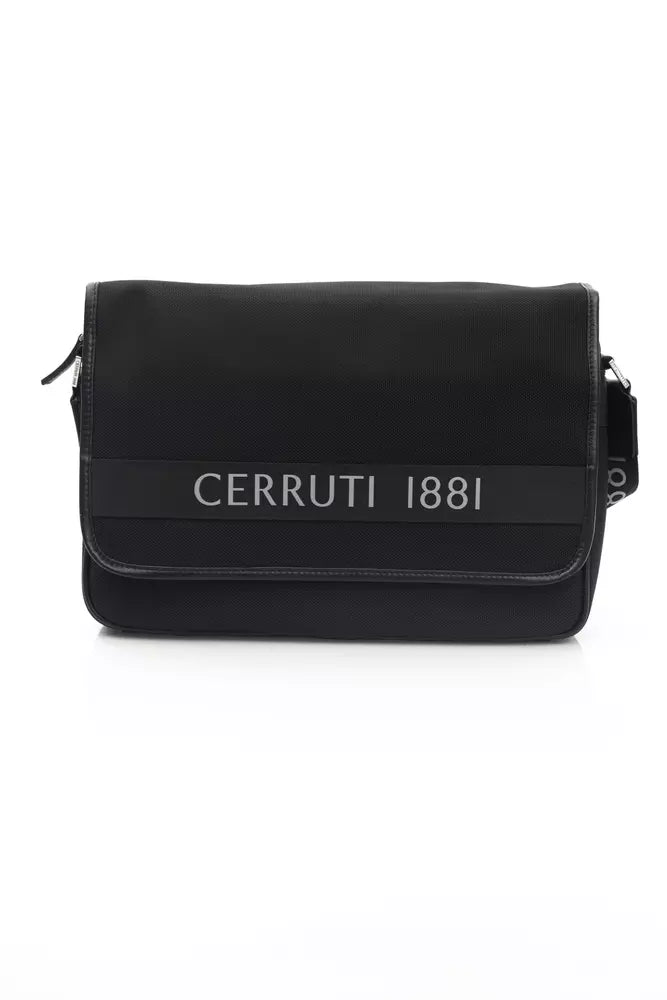 Black Nylon Men Messenger Bag Cerruti 1881