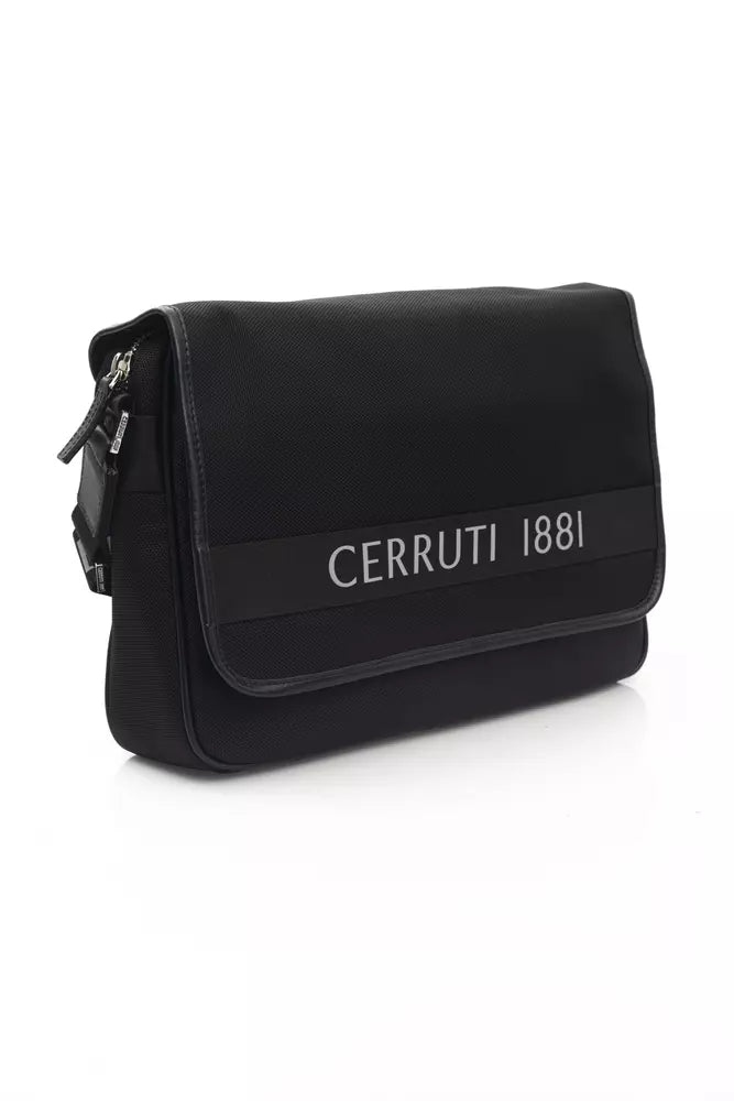 Black Nylon Men Messenger Bag Cerruti 1881