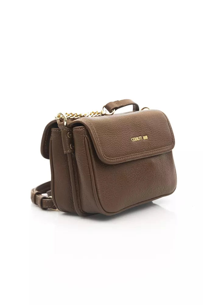 Brown Leather Women Crossbody Bag Cerruti 1881