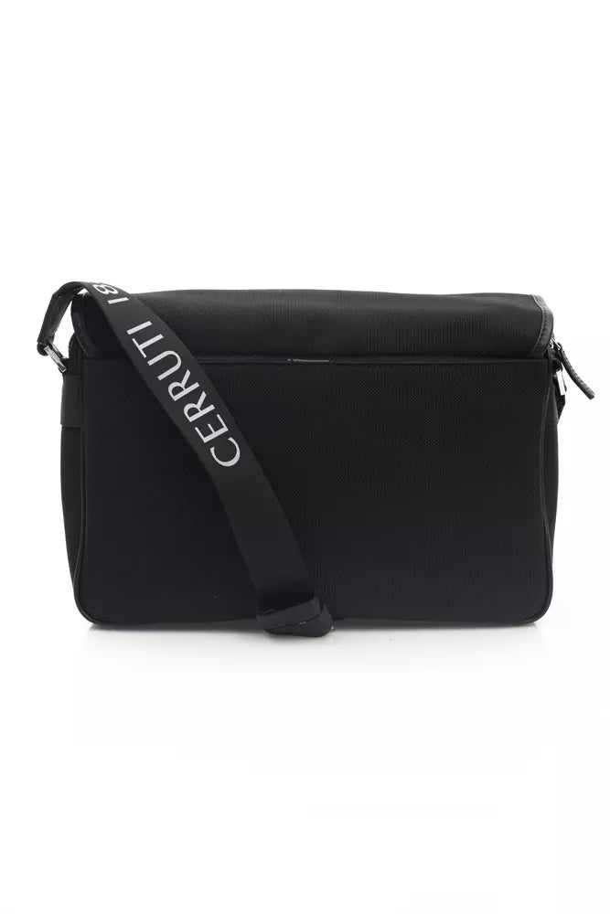 Black Nylon Men Messenger Bag Cerruti 1881