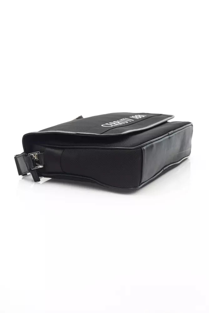 Black Nylon Men Messenger Bag Cerruti 1881