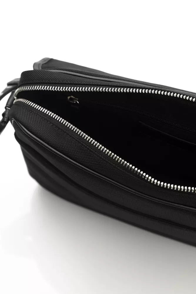 Black Nylon Men Messenger Bag Cerruti 1881
