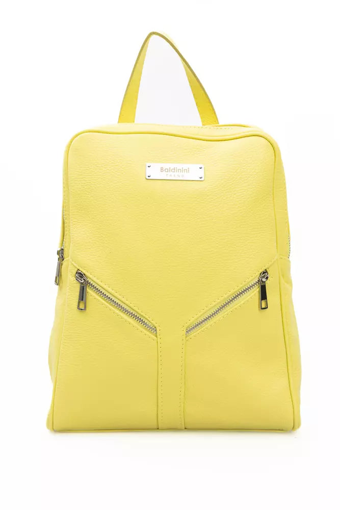 Sunshine Yellow Leather Backpack Baldinini Trend