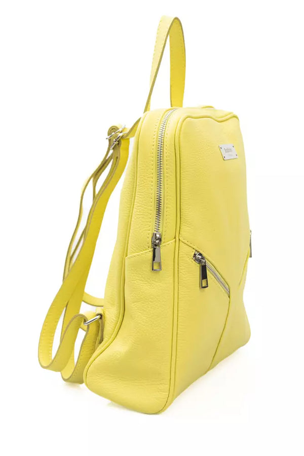 Sunshine Yellow Leather Backpack Baldinini Trend