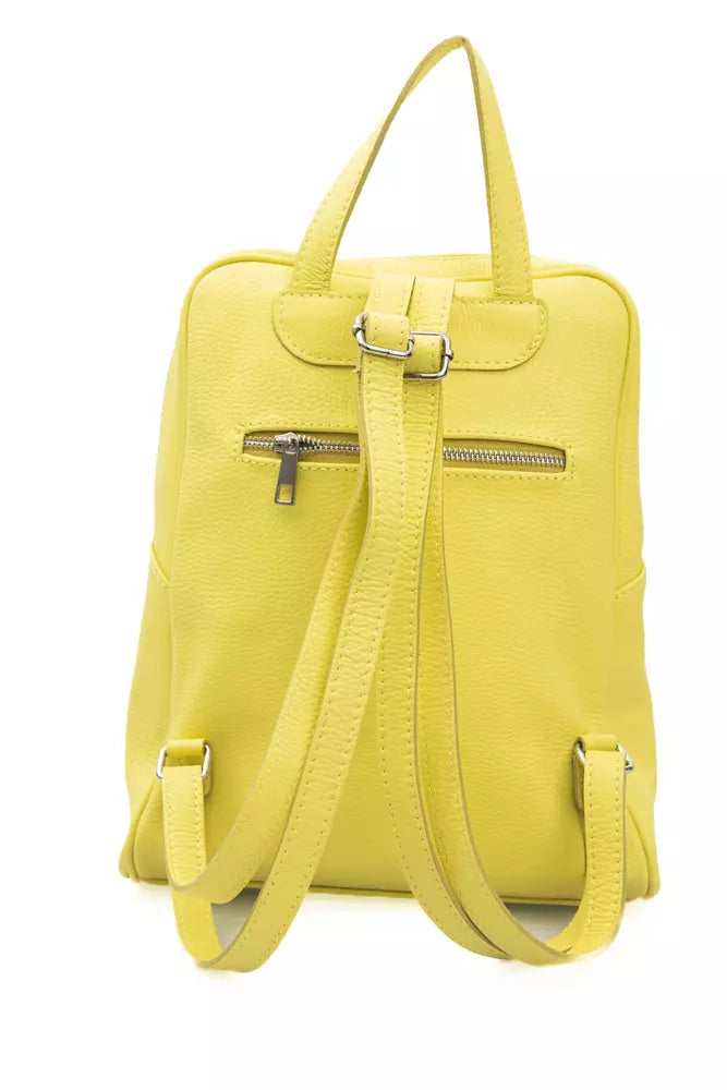 Sunshine Yellow Leather Backpack Baldinini Trend