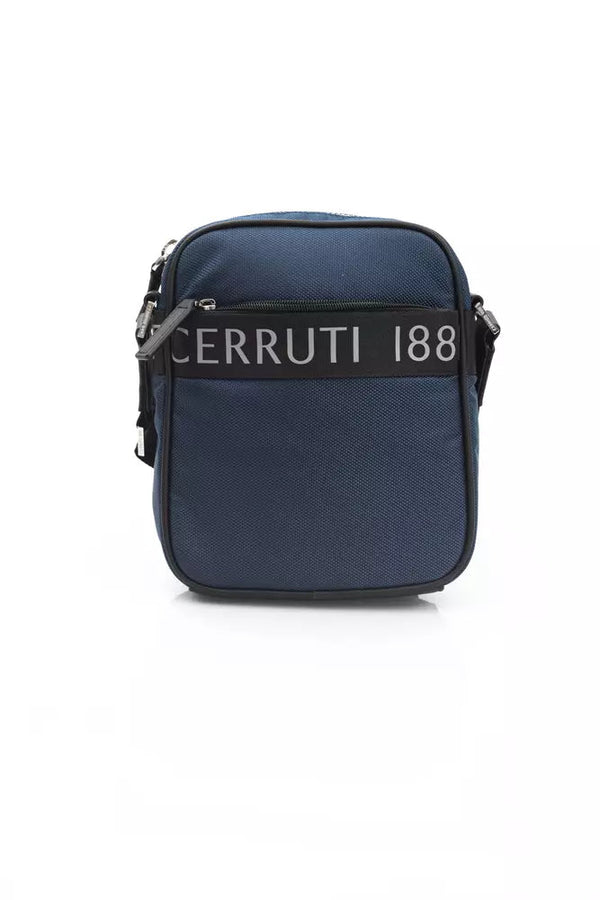 Blue Leather Men Messenger Bag Cerruti 1881