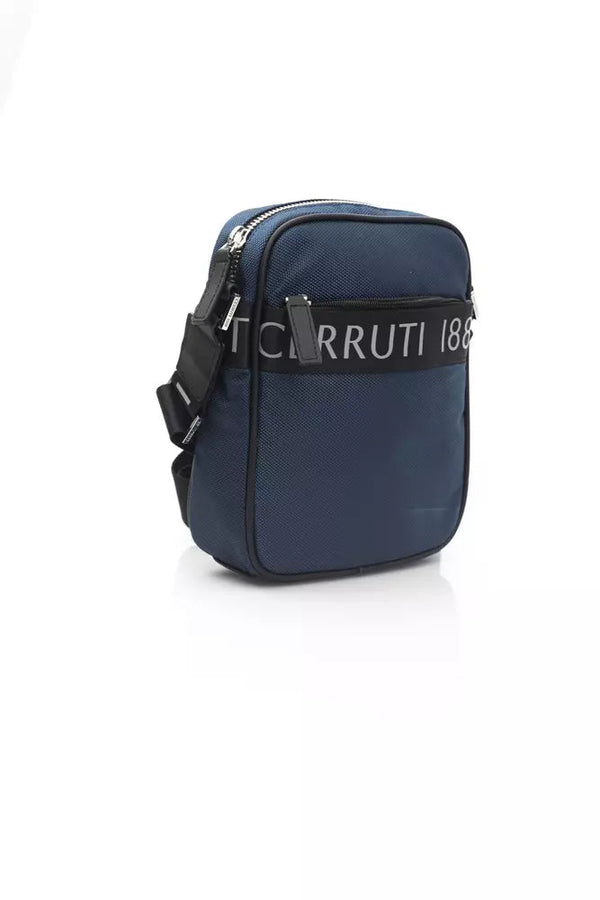 Blue Leather Men Messenger Bag Cerruti 1881