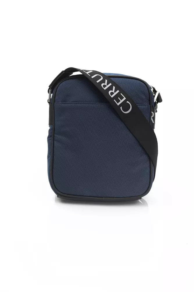 Blue Leather Men Messenger Bag Cerruti 1881