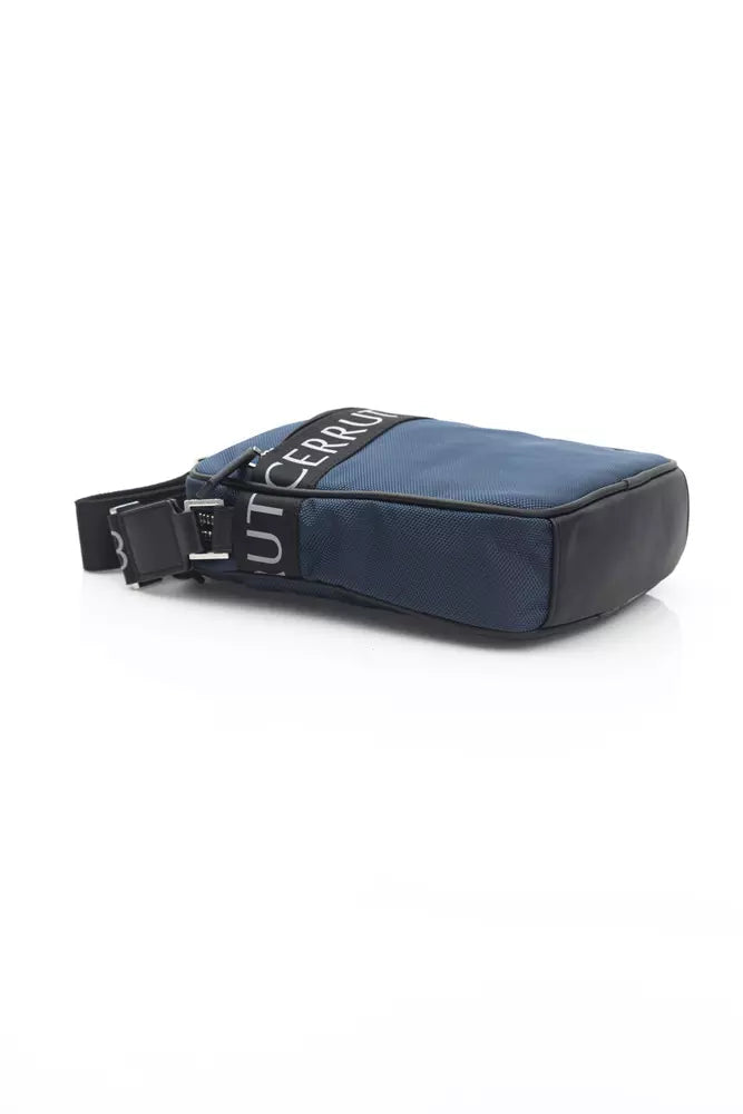 Blue Leather Men Messenger Bag Cerruti 1881
