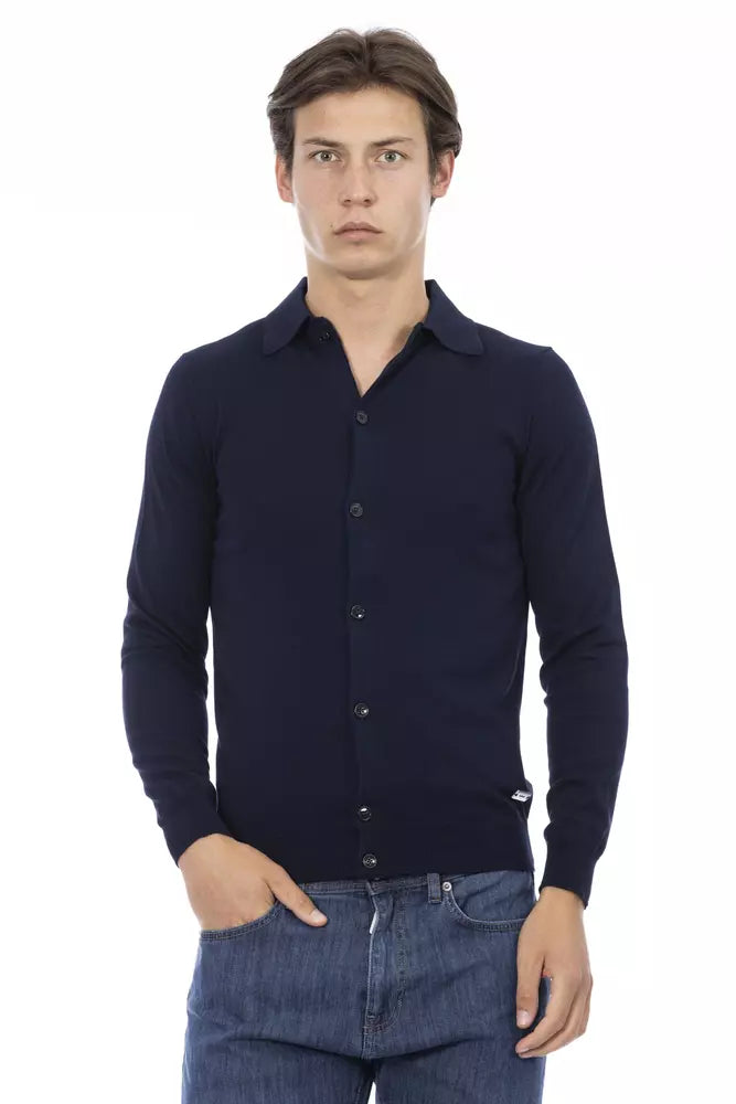 Blue Cotton Men Shirt Baldinini Trend