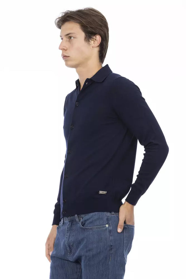 Blue Cotton Men Shirt Baldinini Trend