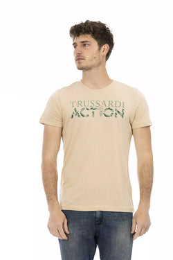 Beige Cotton Men T-Shirt Trussardi Action