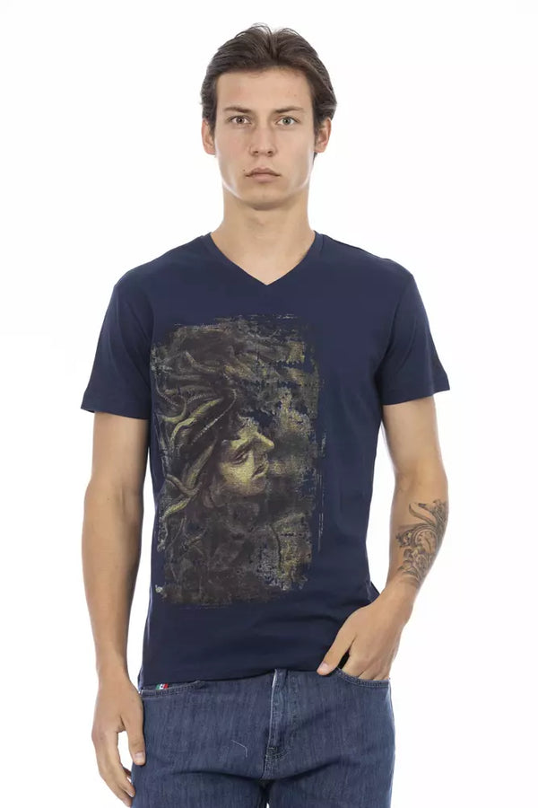 Blue Cotton Men T-Shirt Trussardi Action