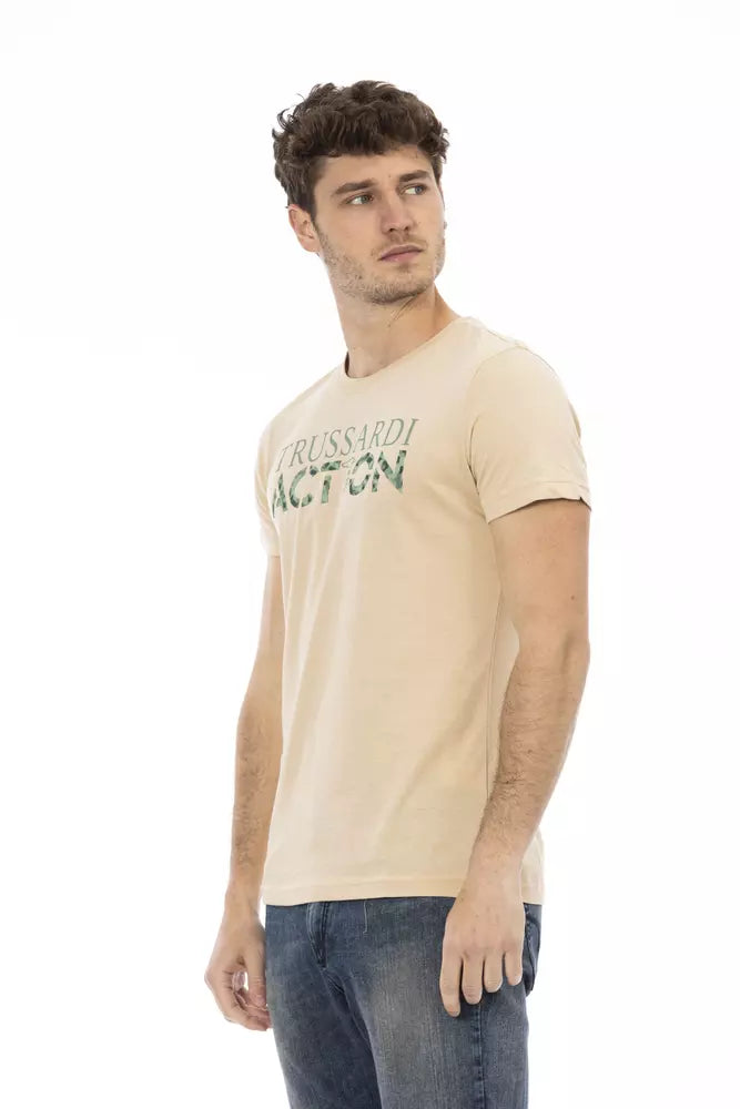 Beige Cotton Men T-Shirt Trussardi Action