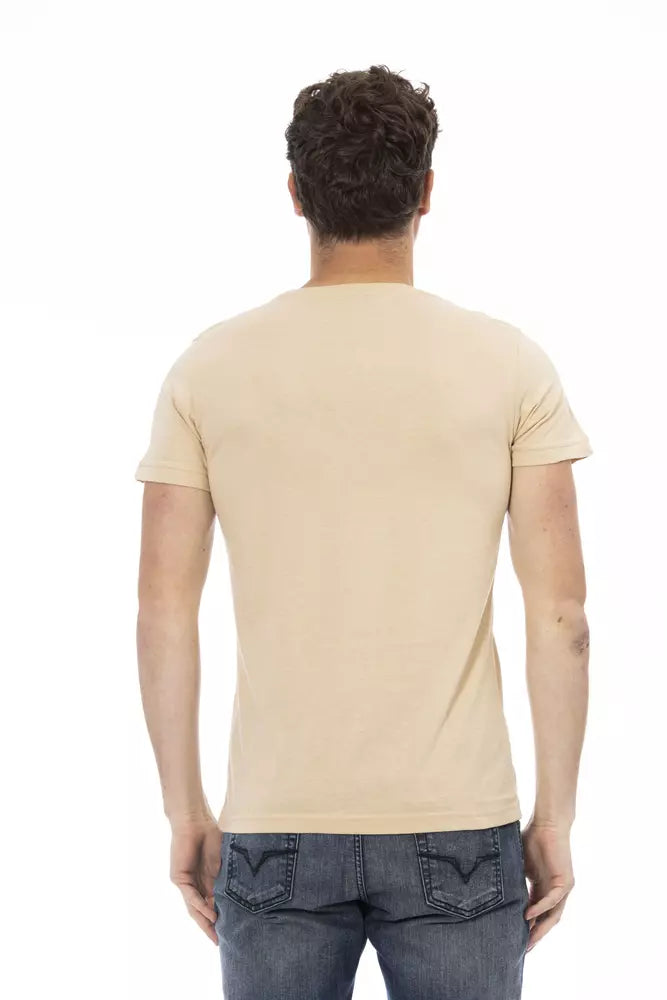 Beige Cotton Men T-Shirt Trussardi Action