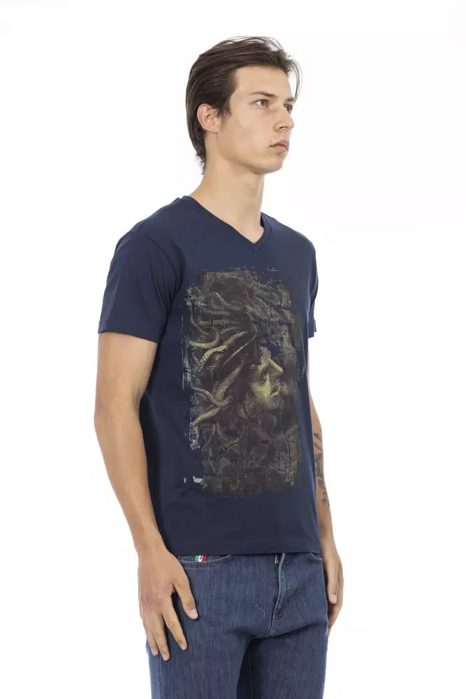 Blue Cotton Men T-Shirt Trussardi Action
