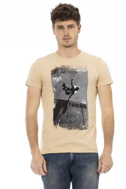 Beige Cotton Men T-Shirt Trussardi Action