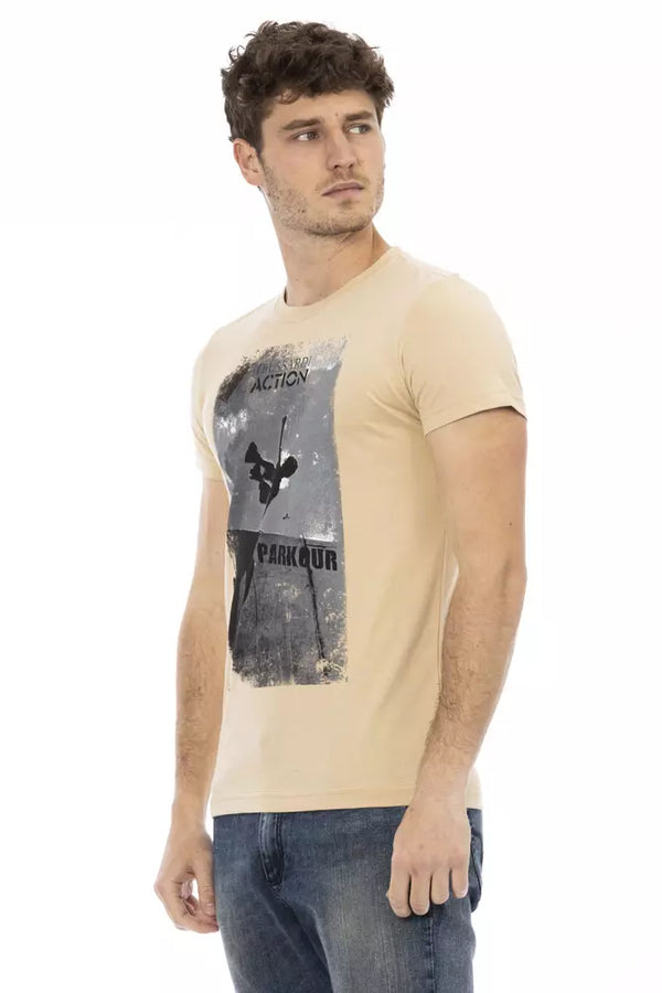 Beige Cotton Men T-Shirt Trussardi Action