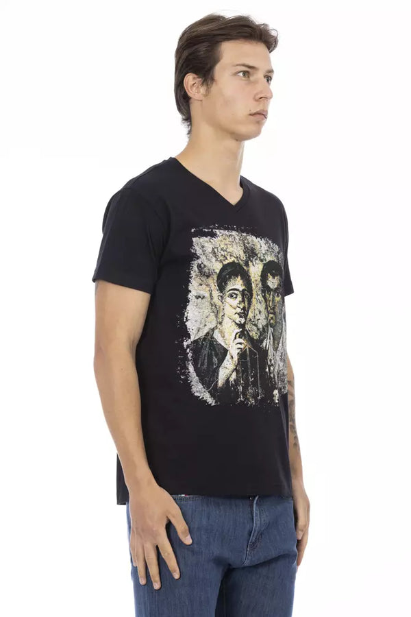 Black Cotton Mens TShirt Trussardi Action