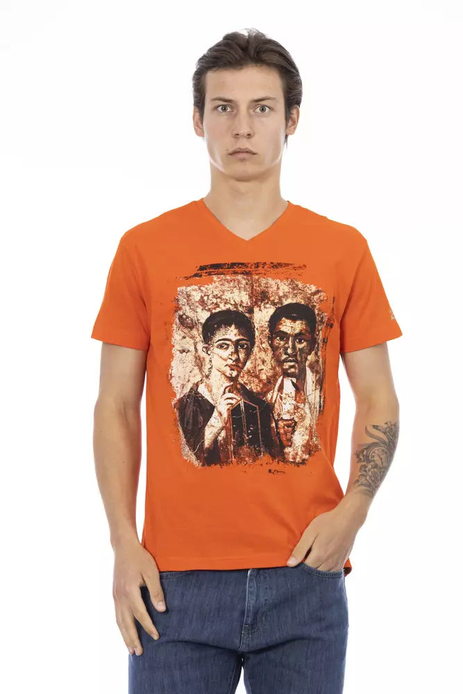 Orange Cotton Men T-Shirt Trussardi Action