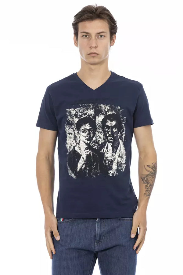 Blue Cotton Men T-Shirt Trussardi Action