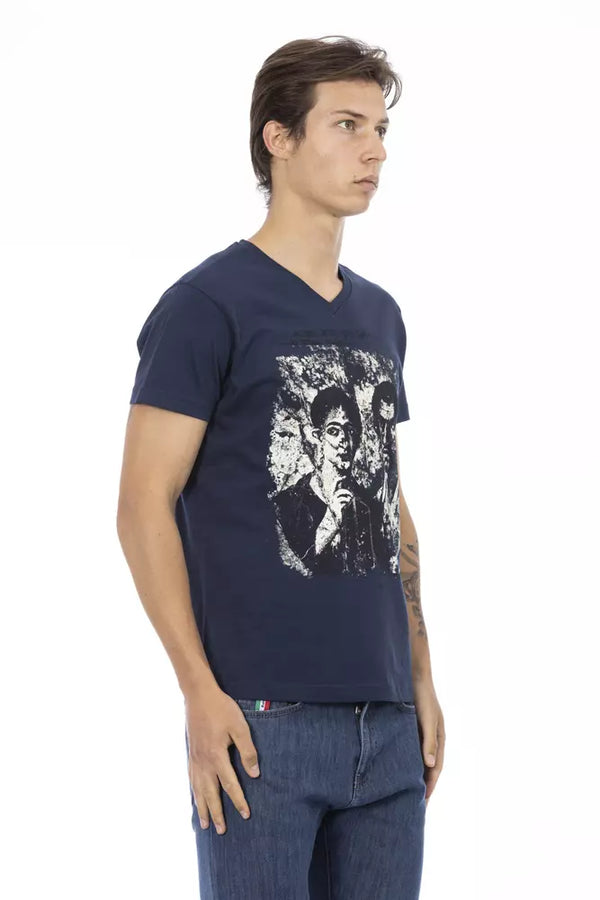 Blue Cotton Men T-Shirt Trussardi Action