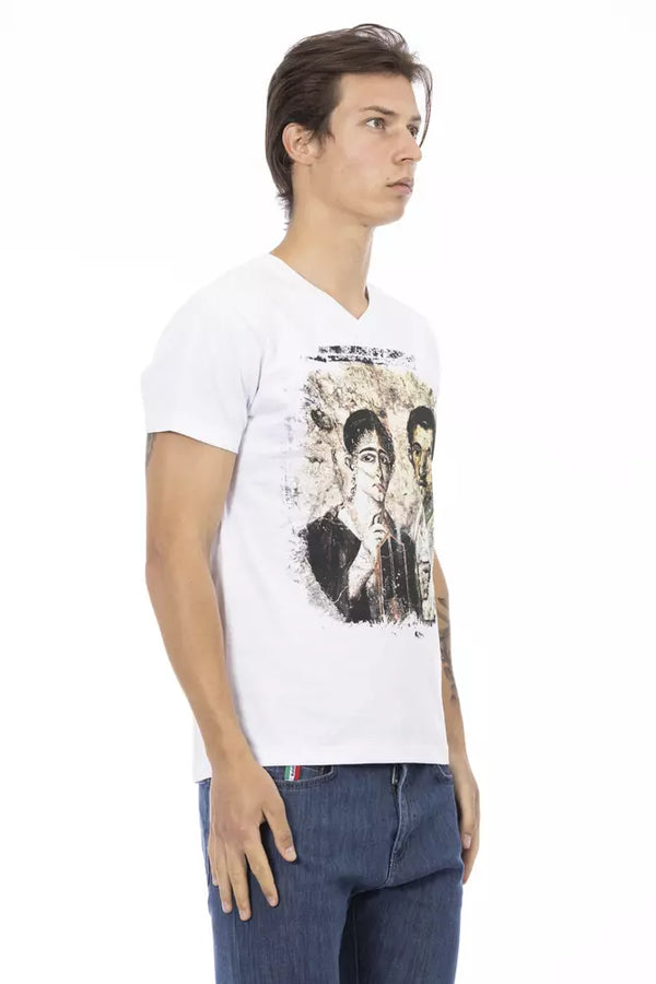 White Cotton Men T-Shirt Trussardi Action