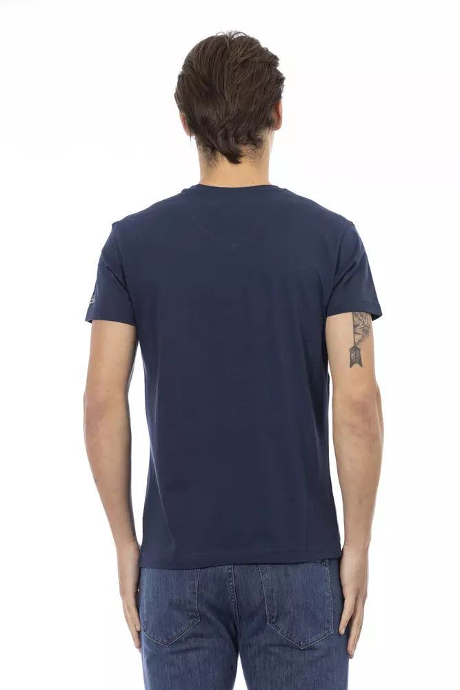 Blue Cotton Men T-Shirt Trussardi Action
