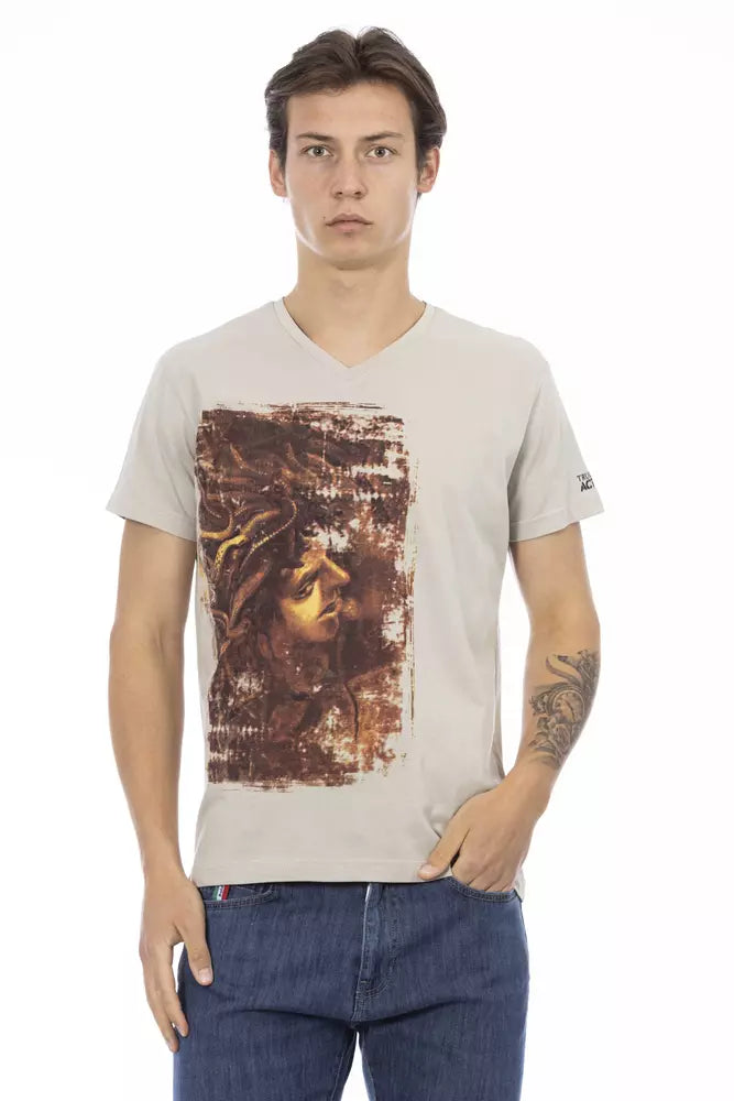 Beige Cotton Men T-Shirt Trussardi Action