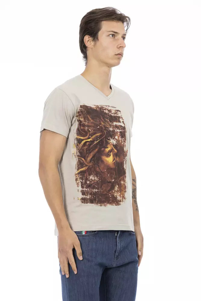 Beige Cotton Men T-Shirt Trussardi Action