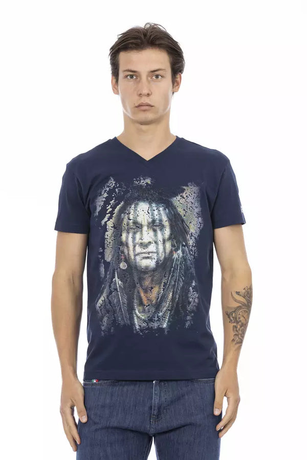 Blue Cotton Men T-Shirt Trussardi Action