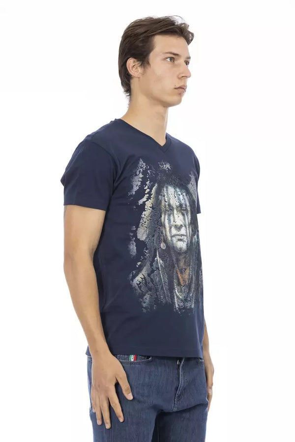 Blue Cotton Men T-Shirt Trussardi Action