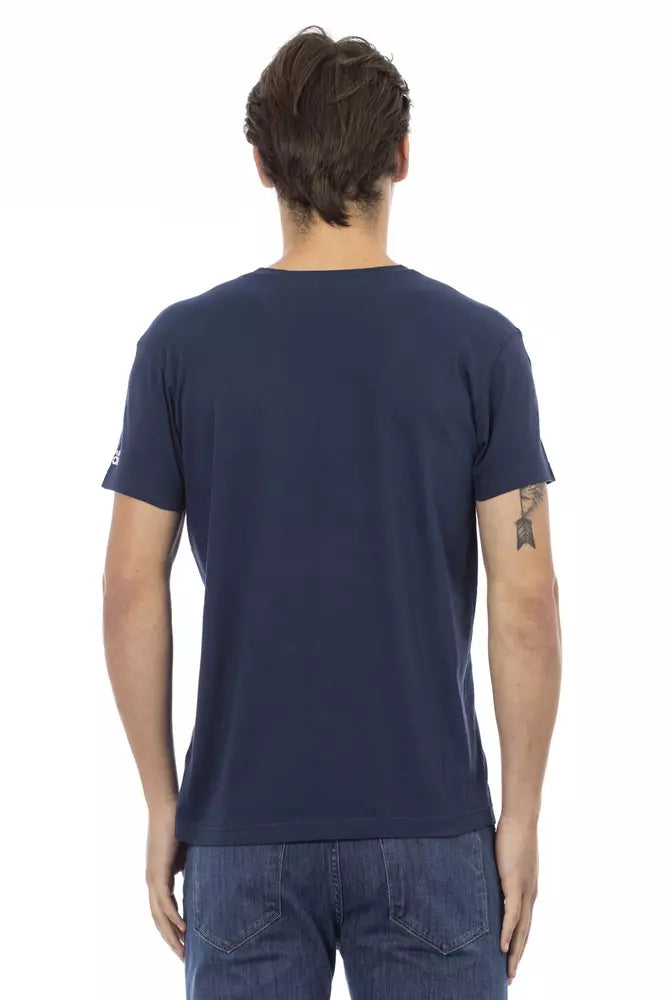 Blue Cotton Men T-Shirt Trussardi Action