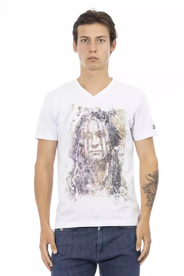White Cotton Men T-Shirt Trussardi Action
