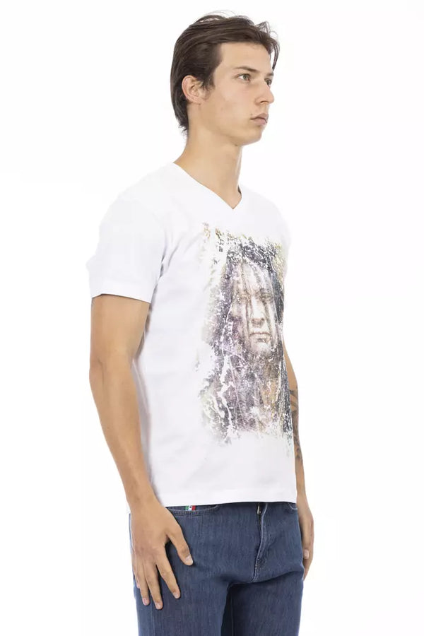 White Cotton Men T-Shirt Trussardi Action
