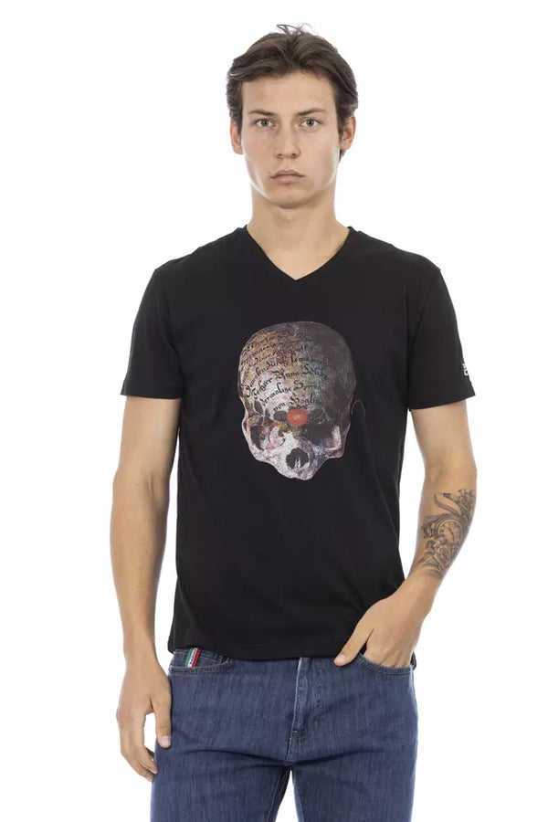Black Cotton Men T-Shirt Trussardi Action